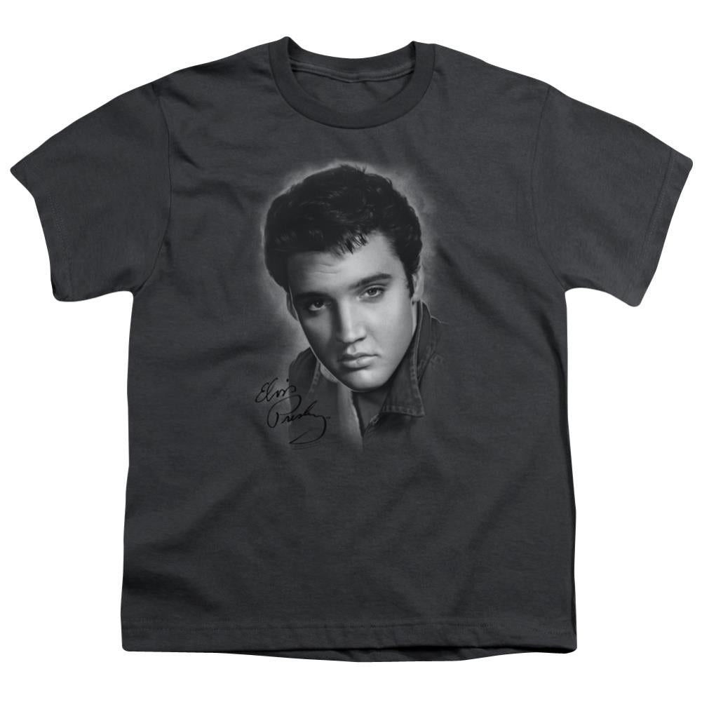 Elvis Presley Grey Portrait Youth 18/1 100% Cotton Short-Sleeve T-Shirt