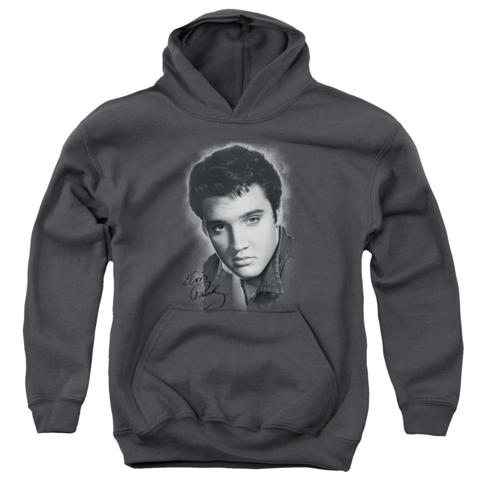 Elvis Presley Grey Portrait Youth Cotton Poly Pull-Over Hoodie