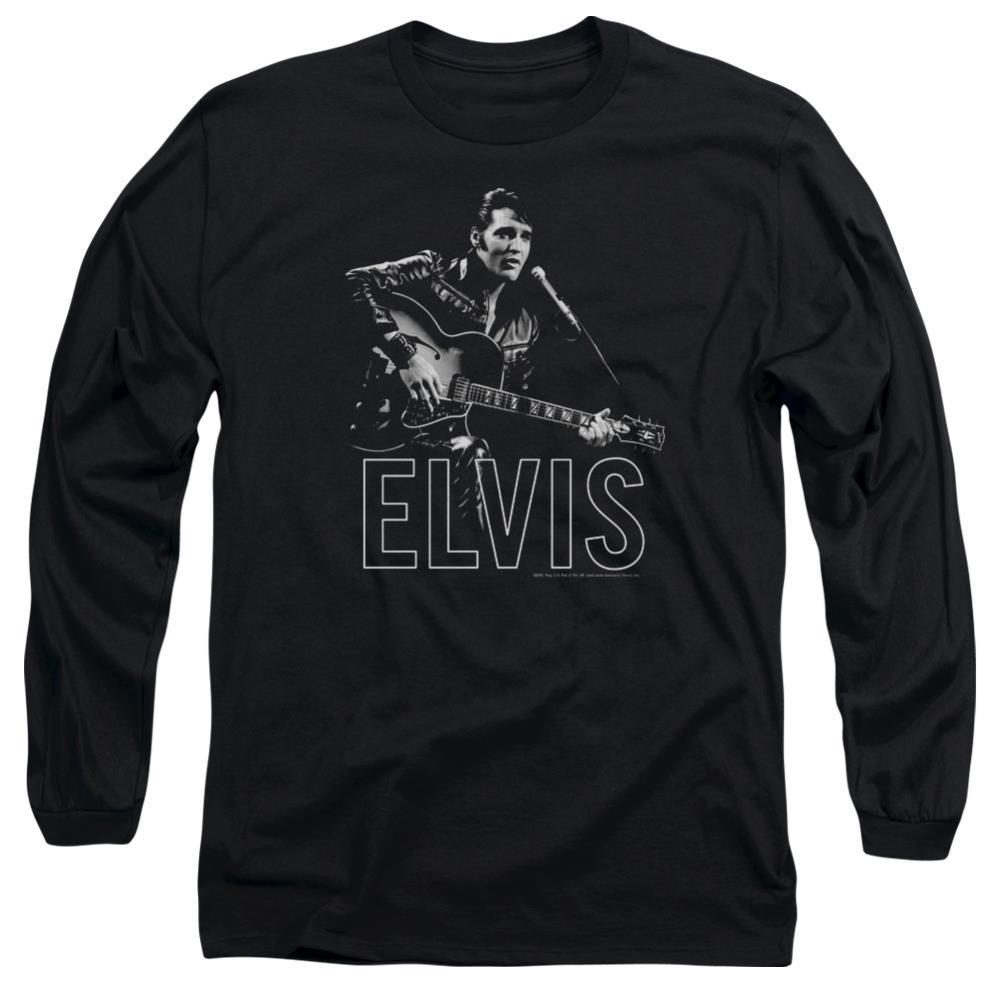 Elvis Presley Guitar In Hand Men's 18/1 Cotton Long-Sleeve T-Shirt