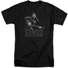 Elvis Presley Guitar In Hand Men's 18/1 Tall Cotton Short-Sleeve T-Shirt