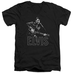 Elvis Presley Guitar In Hand Men's 30/1 Cotton Slim V-Neck T-Shirt