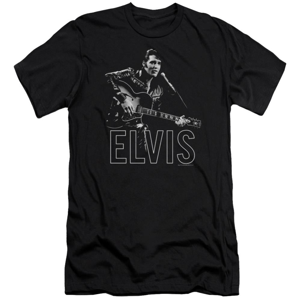 Elvis Presley Guitar In Hand Men's Ultra-Soft 30/1 Cotton Slim Short-Sleeve T-Shirt