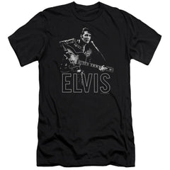 Elvis Presley Guitar In Hand Men's Ultra-Soft 30/1 Cotton Slim Short-Sleeve T-Shirt
