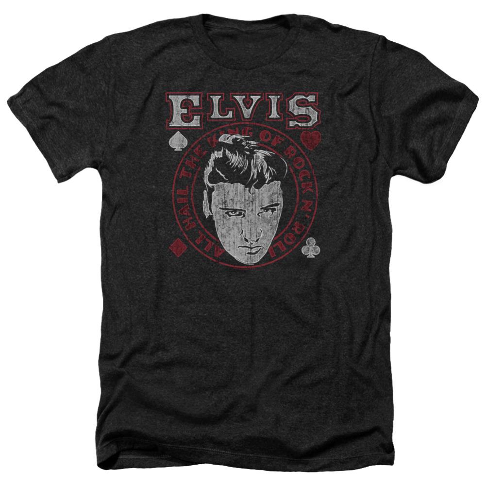 Elvis Presley Hail The King Men's 30/1 Heather 60 40 Poly Short-Sleeve T-Shirt
