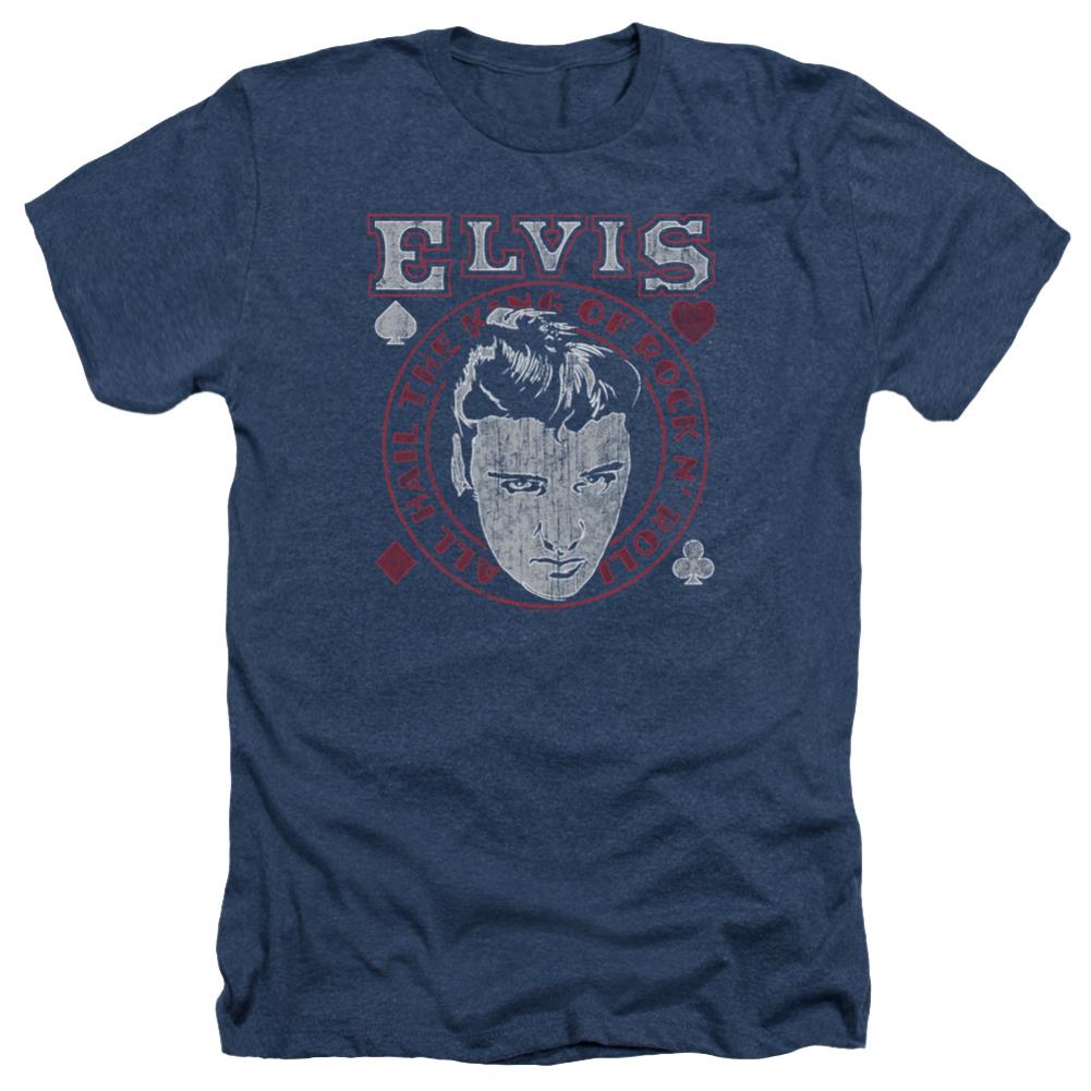 Elvis Presley Hail The King Men's 30/1 Heather 60 40 Poly Short-Sleeve T-Shirt