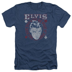 Elvis Presley Hail The King Men's 30/1 Heather 60 40 Poly Short-Sleeve T-Shirt