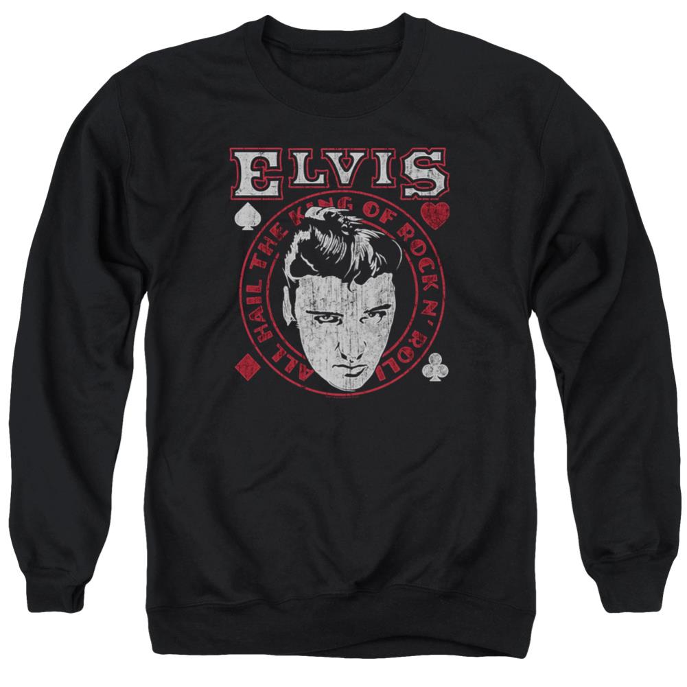 Elvis Presley Hail The King Men's Crewneck 50 50 Poly Long-Sleeve T-Shirt