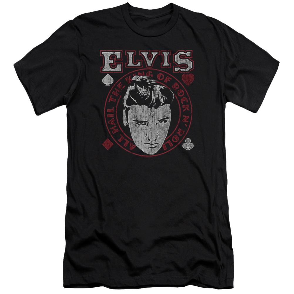 Elvis Presley Hail The King Men's Ultra-Soft 30/1 Cotton Slim Short-Sleeve T-Shirt