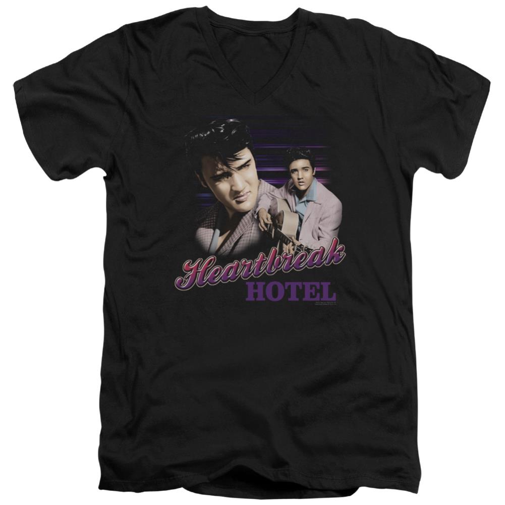 Elvis Presley Heartbreak Hotel Men's 30/1 Cotton Slim V-Neck T-Shirt