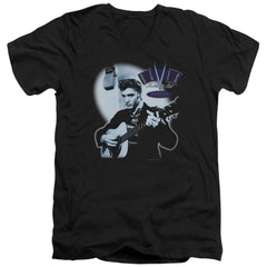 Elvis Presley Hillbilly Cat Men's 30/1 Cotton Slim V-Neck T-Shirt