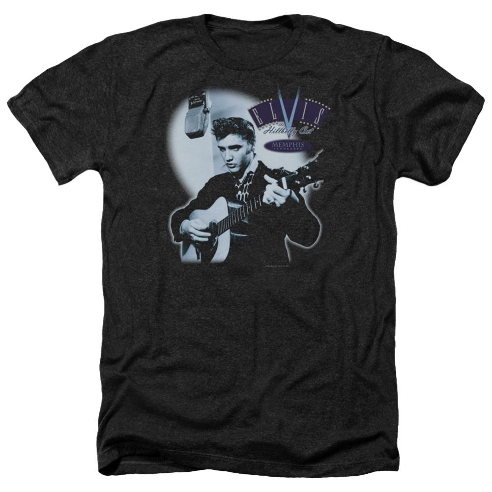 Elvis Presley Hillbilly Cat Men's 30/1 Heather 60 40 Poly Short-Sleeve T-Shirt
