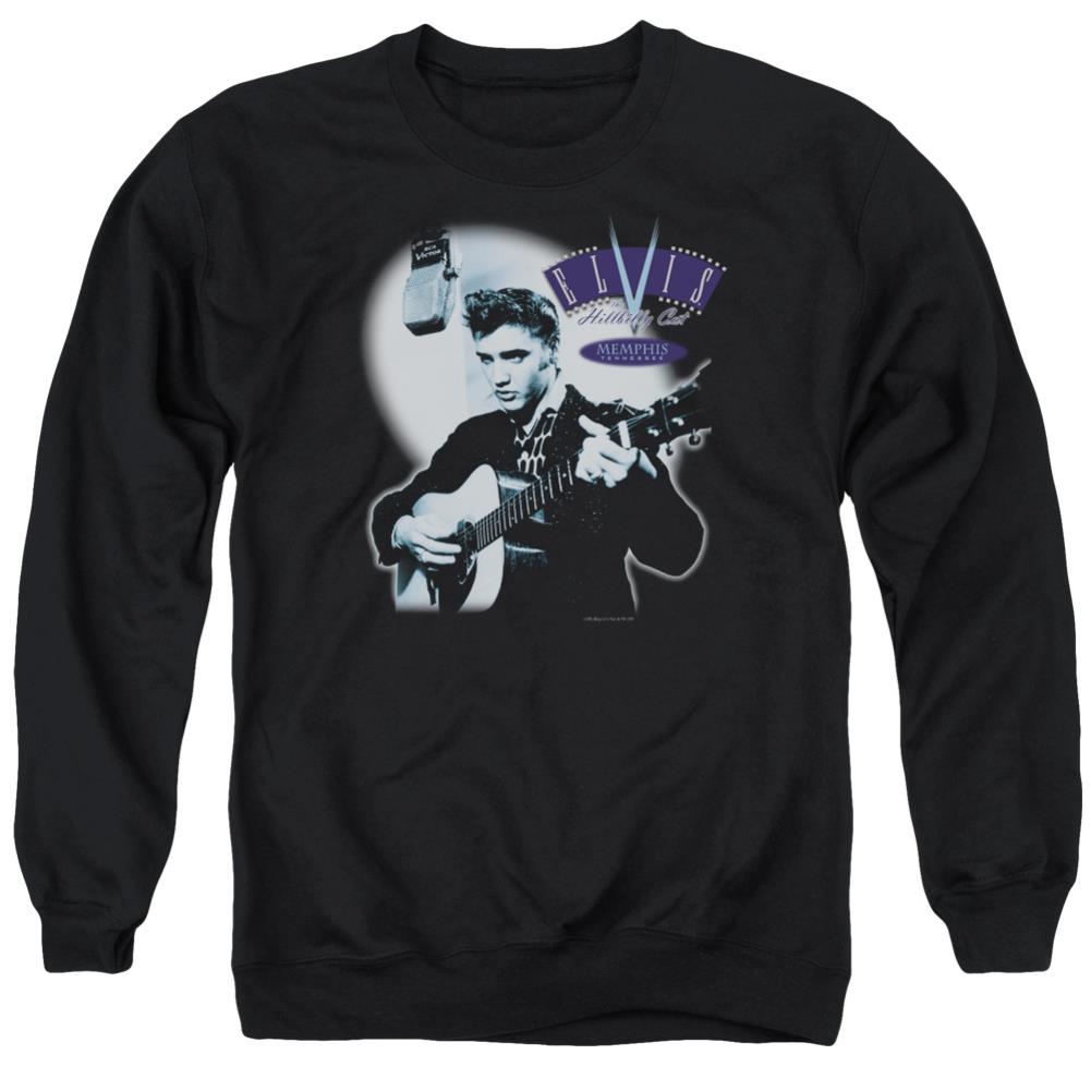 Elvis Presley Hillbilly Cat Men's Crewneck 50 50 Poly Long-Sleeve T-Shirt