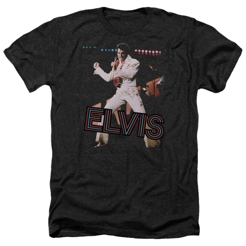Elvis Presley Hit The Lights Men's 30/1 Heather 60 40 Poly Short-Sleeve T-Shirt