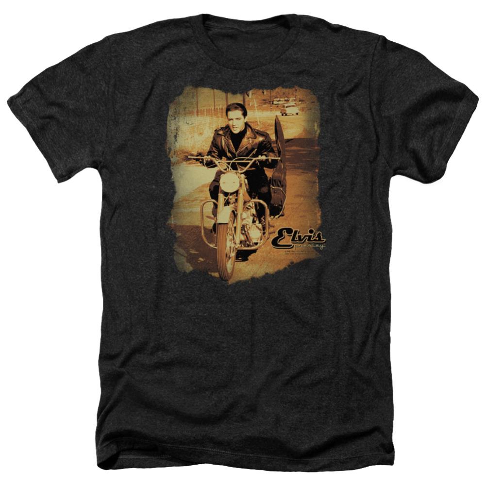 Elvis Presley Hit The Road Men's 30/1 Heather 60 40 Poly Short-Sleeve T-Shirt