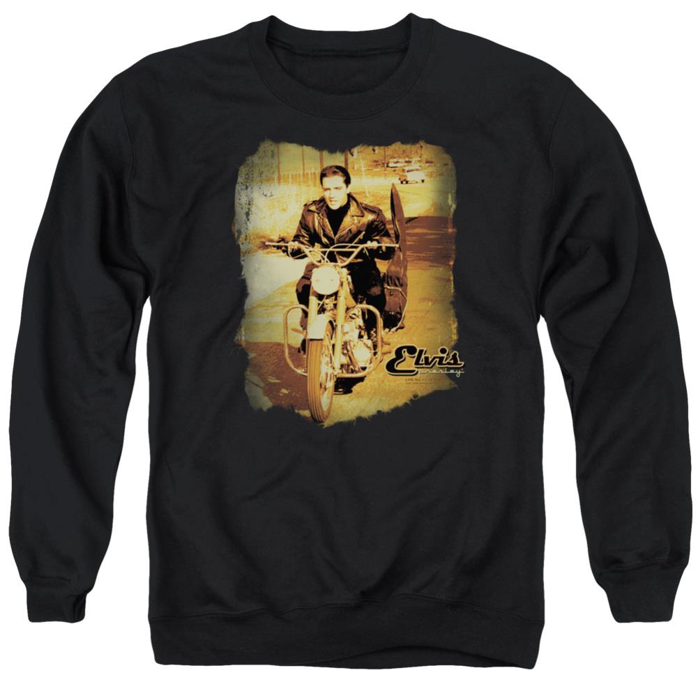 Elvis Presley Hit The Road Men's Crewneck 50 50 Poly Long-Sleeve T-Shirt