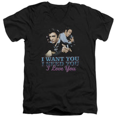 Elvis Presley I Want You Men's 30/1 Cotton Slim V-Neck T-Shirt