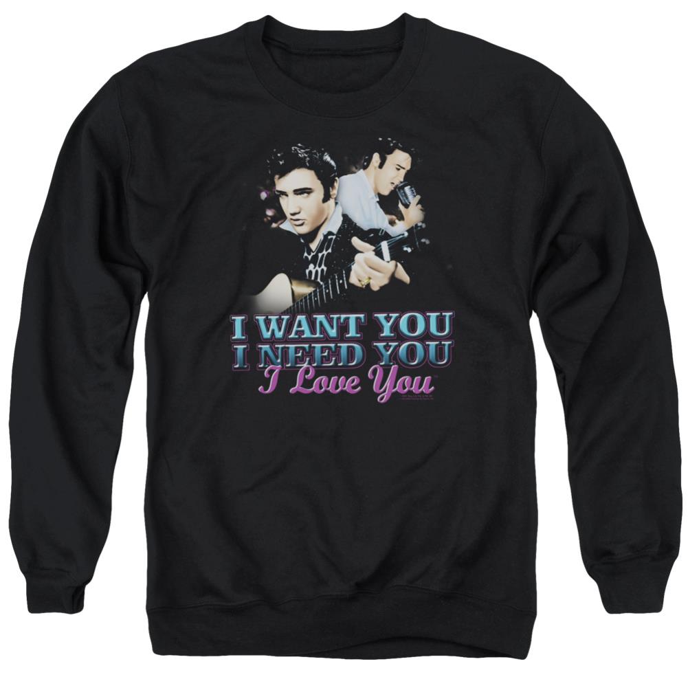 Elvis Presley I Want You Men's Crewneck 50 50 Poly Long-Sleeve T-Shirt