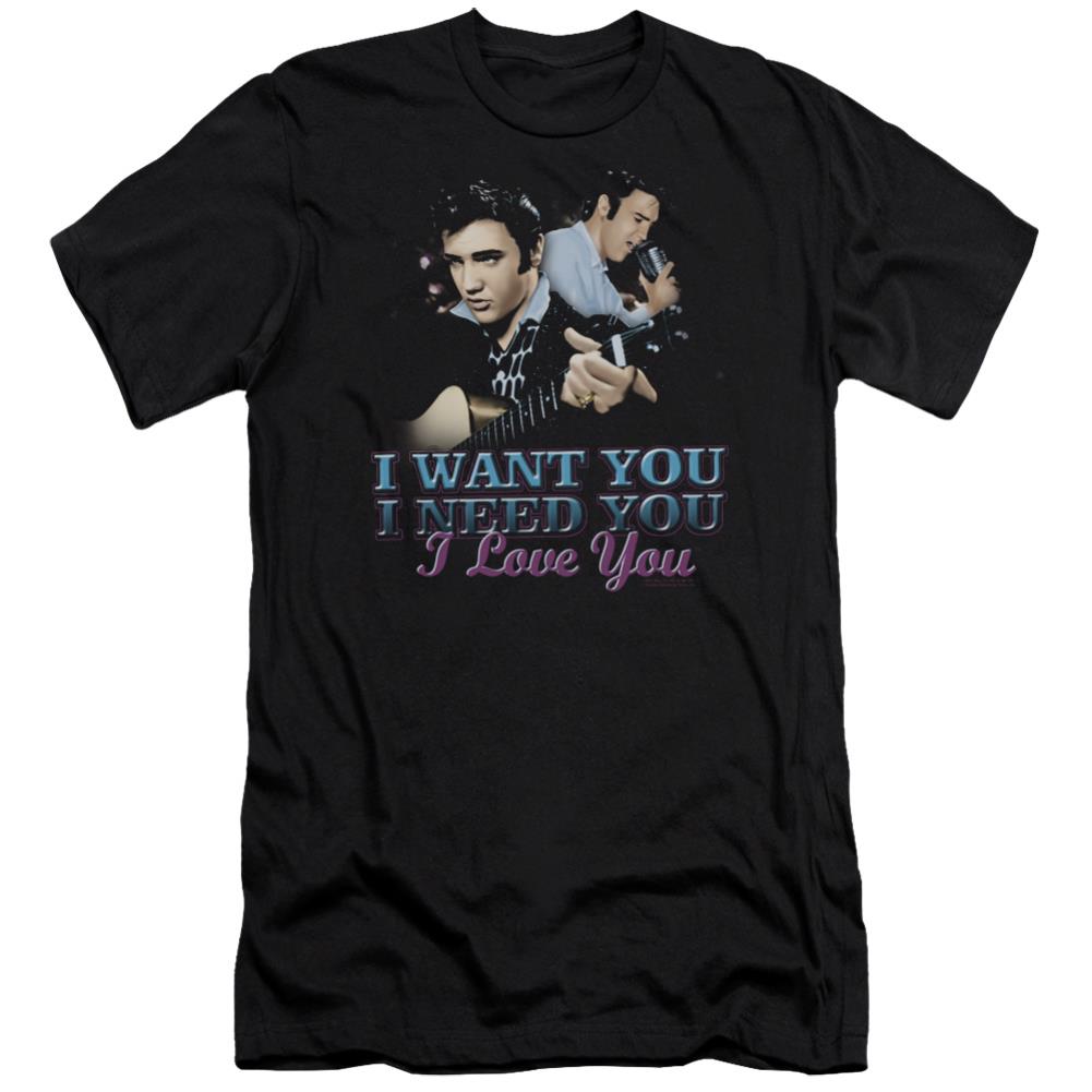 Elvis Presley I Want You Men's Ultra-Soft 30/1 Cotton Slim Short-Sleeve T-Shirt