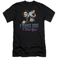 Elvis Presley I Want You Men's Ultra-Soft 30/1 Cotton Slim Short-Sleeve T-Shirt
