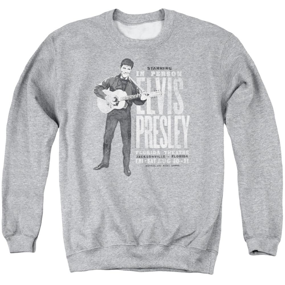 Elvis Presley In Person Men's Crewneck 50 50 Poly Long-Sleeve T-Shirt
