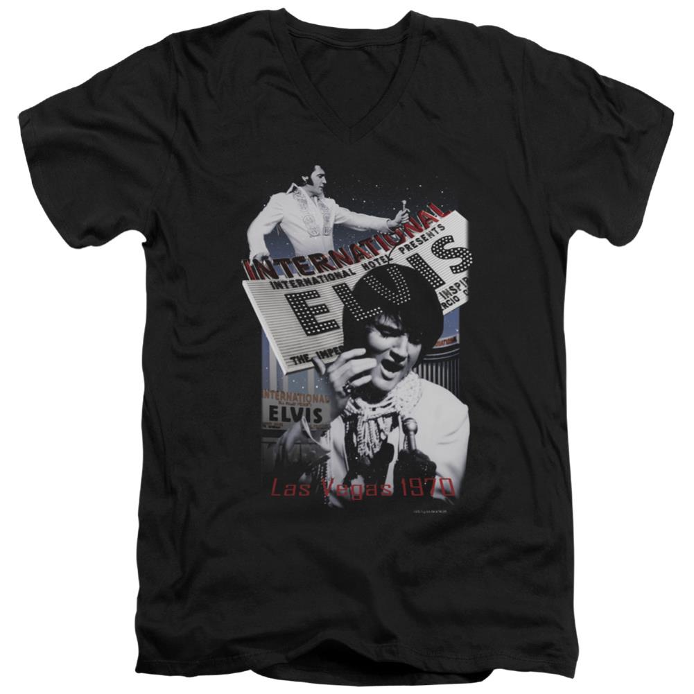 Elvis Presley International Hotel Men's 30/1 Cotton Slim V-Neck T-Shirt
