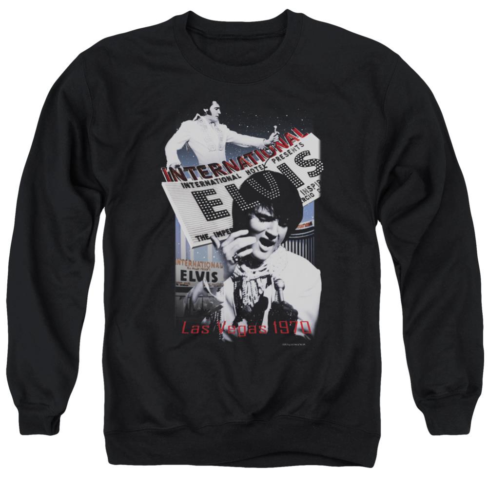 Elvis Presley International Hotel Men's Crewneck 50 50 Poly Long-Sleeve T-Shirt