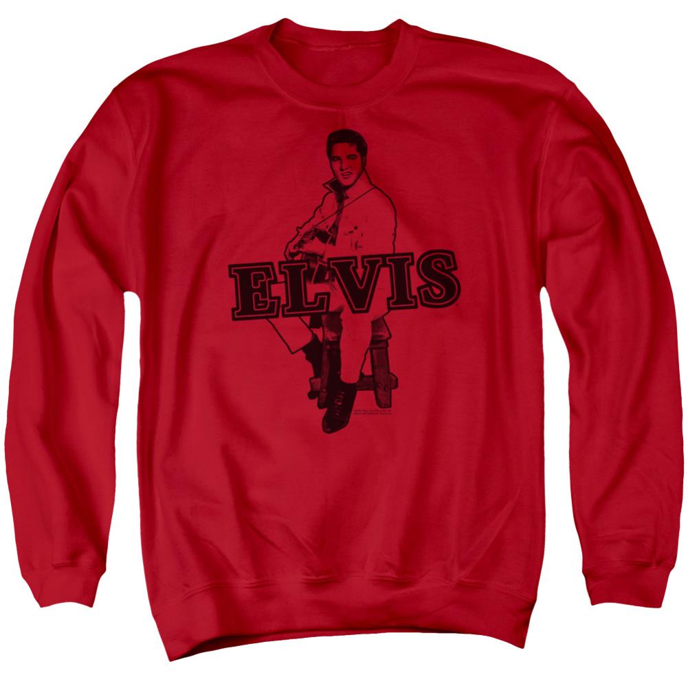 Elvis Presley Jamming Men's Crewneck 50 50 Poly Long-Sleeve T-Shirt