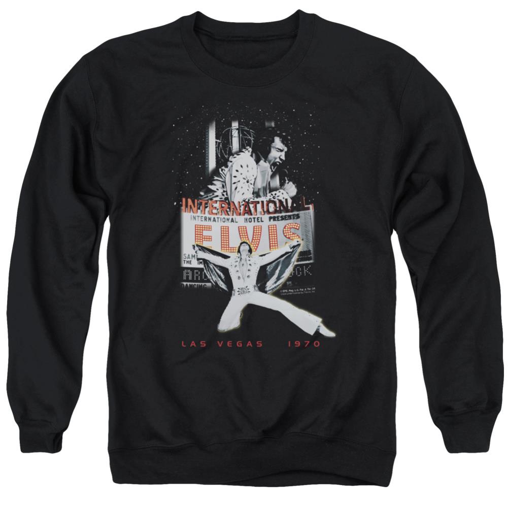 Elvis Presley Las Vegas Men's Crewneck 50 50 Poly Long-Sleeve T-Shirt