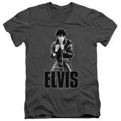 Elvis Presley Leather Men's 30/1 Cotton Slim V-Neck T-Shirt