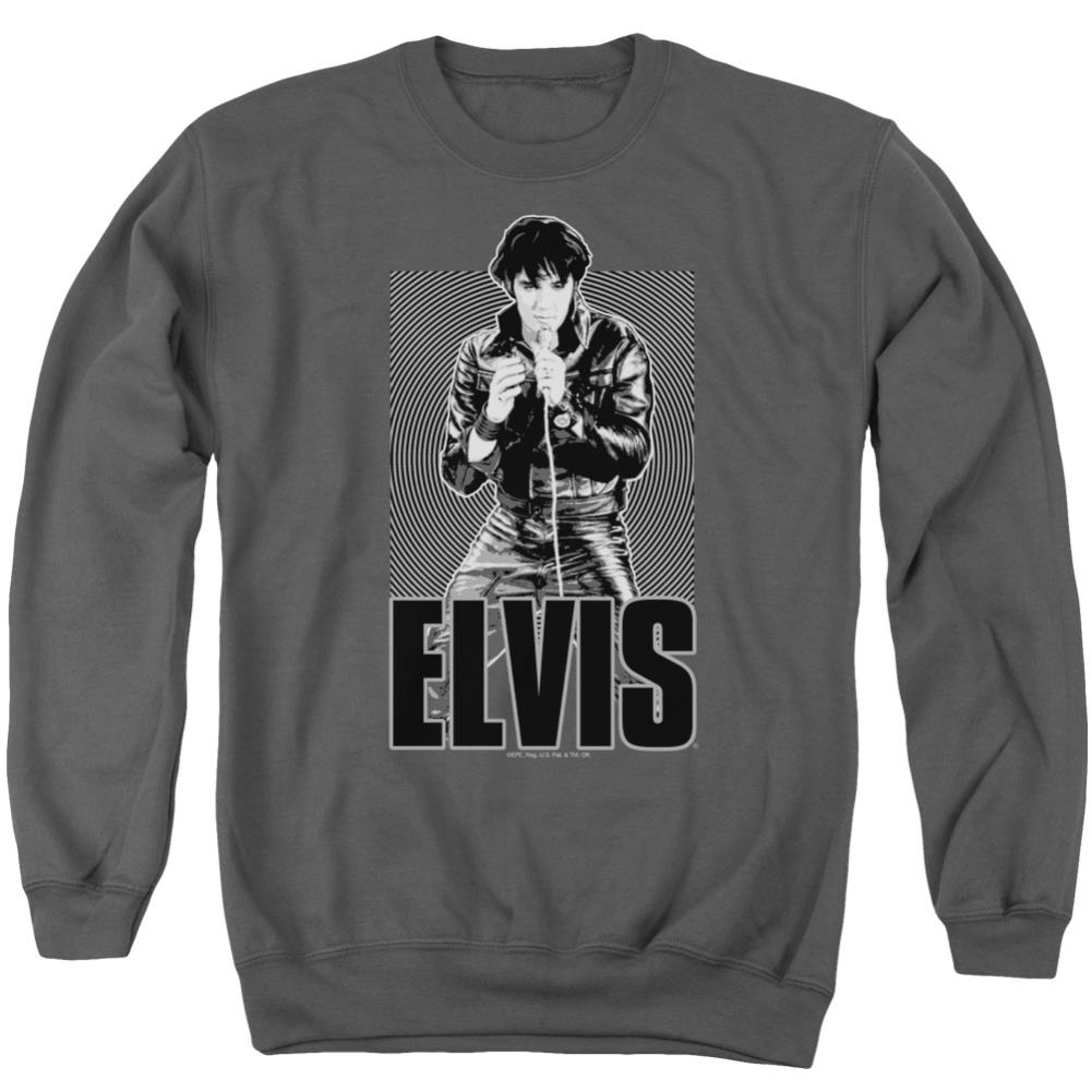 Elvis Presley Leather Men's Crewneck 50 50 Poly Long-Sleeve T-Shirt