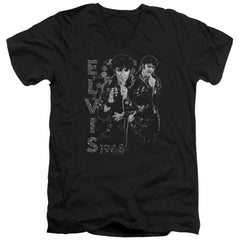 Elvis Presley Leathered Men's 30/1 Cotton Slim V-Neck T-Shirt