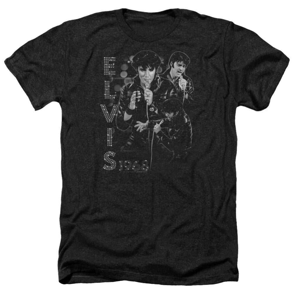 Elvis Presley Leathered Men's 30/1 Heather 60 40 Poly Short-Sleeve T-Shirt