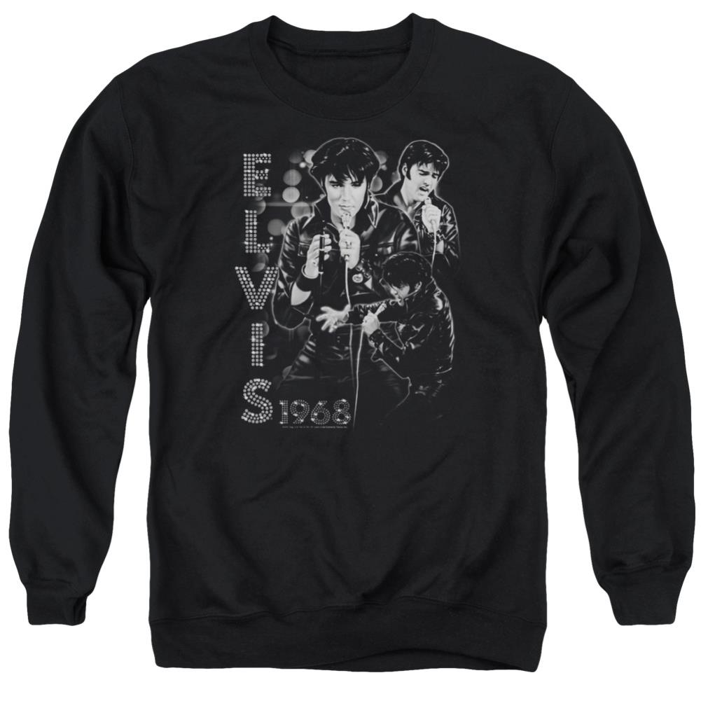 Elvis Presley Leathered Men's Crewneck 50 50 Poly Long-Sleeve T-Shirt