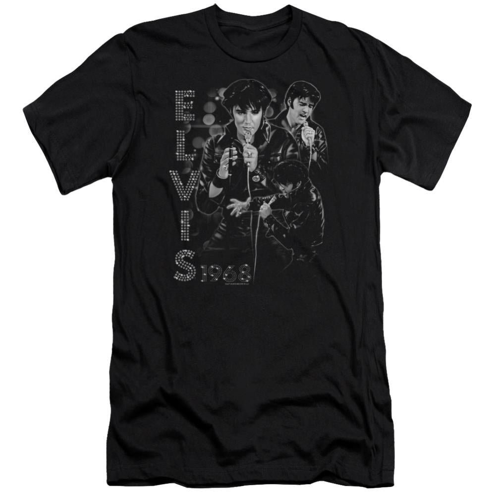 Elvis Presley Leathered Men's Ultra-Soft 30/1 Cotton Slim Short-Sleeve T-Shirt