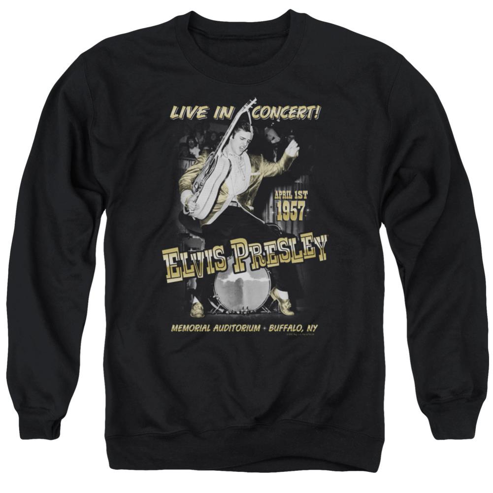 Elvis Presley Live In Buffalo Men's Crewneck 50 50 Poly Long-Sleeve T-Shirt