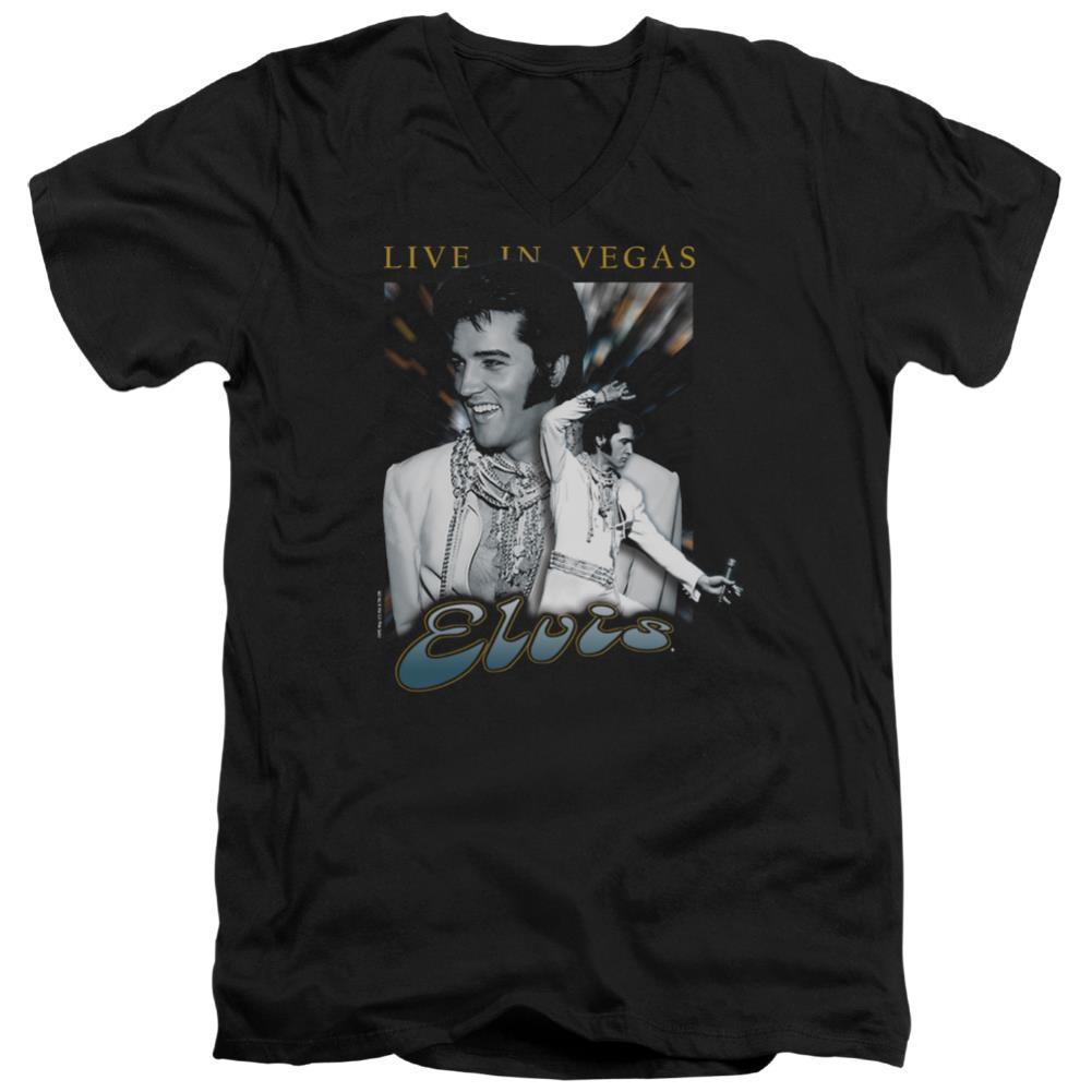 Elvis Presley Live In Vegas Men's 30/1 Cotton Slim V-Neck T-Shirt