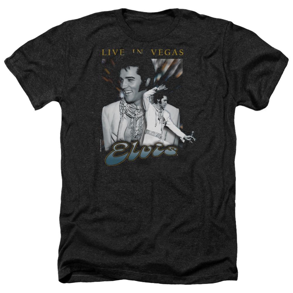 Elvis Presley Live In Vegas Men's 30/1 Heather 60 40 Poly Short-Sleeve T-Shirt