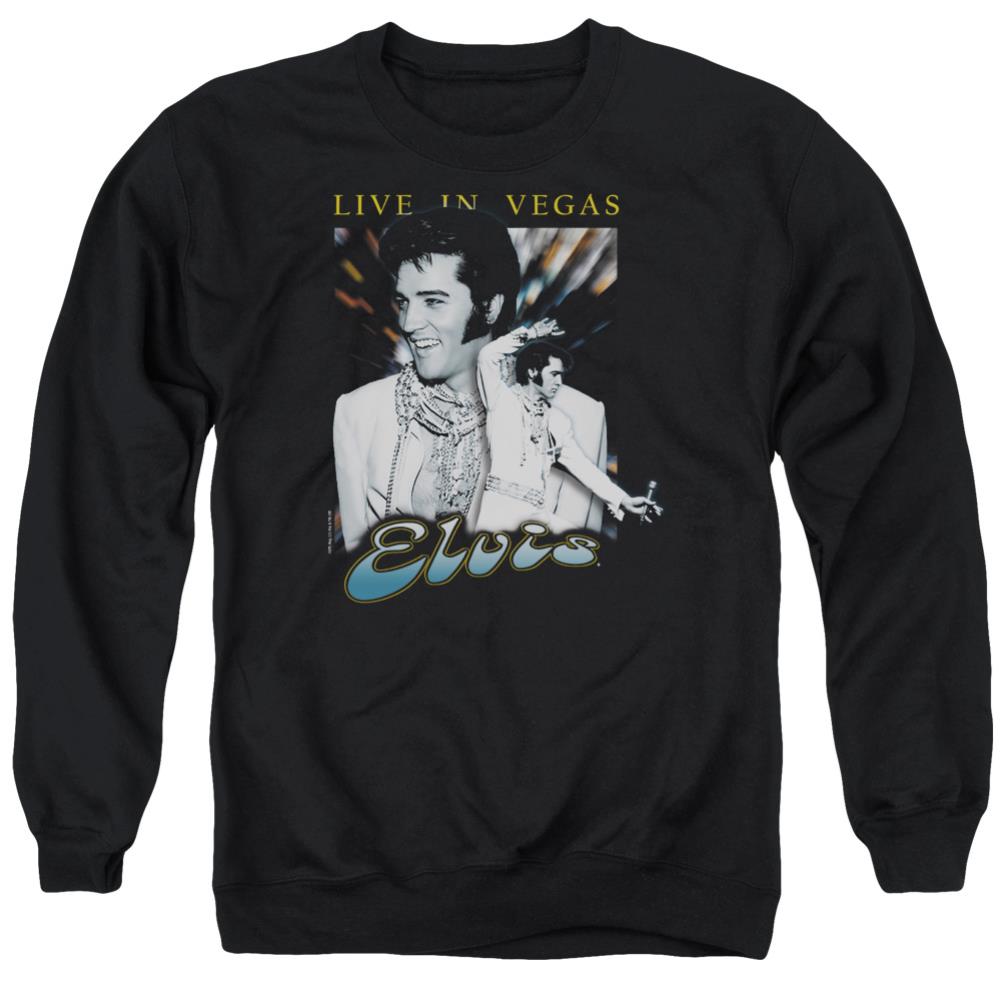 Elvis Presley Live In Vegas Men's Crewneck 50 50 Poly Long-Sleeve T-Shirt