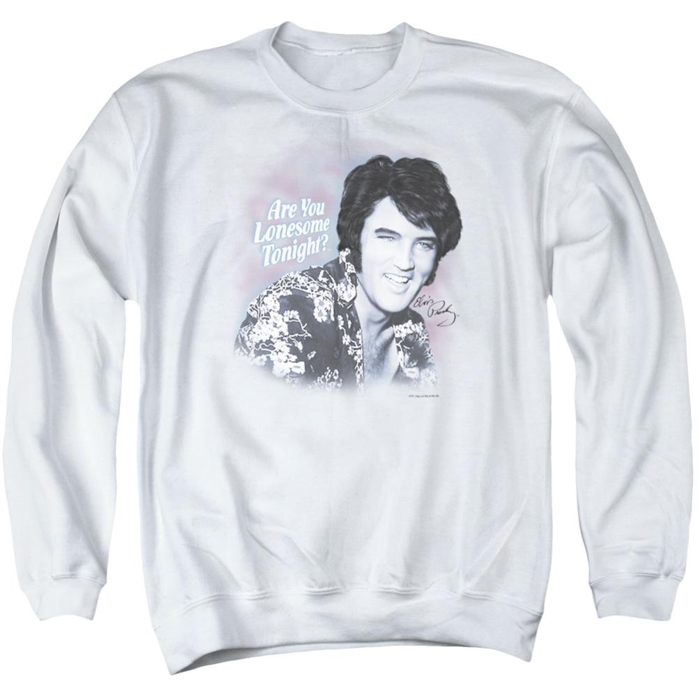 Elvis Presley Lonesome Tonight Men's Crewneck 50 50 Poly Long-Sleeve T-Shirt