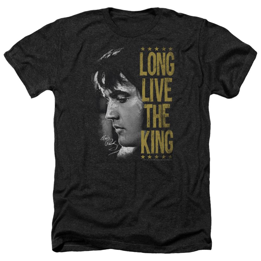 Elvis Presley Long Live The King Men's 30/1 Heather 60 40 Poly Short-Sleeve T-Shirt