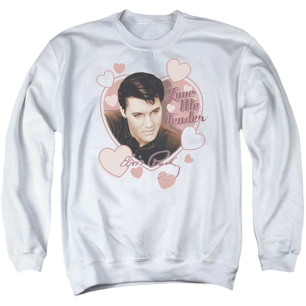 Elvis Presley Love Me Tender Men's Crewneck 50 50 Poly Long-Sleeve T-Shirt