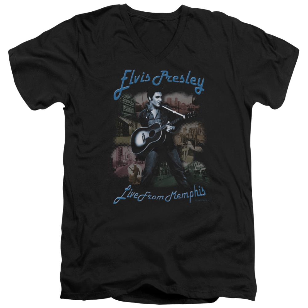 Elvis Presley Memphis Men's 30/1 Cotton Slim V-Neck T-Shirt