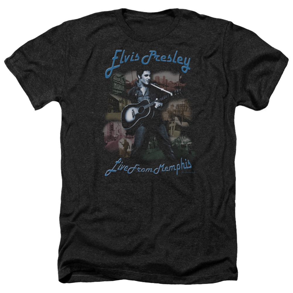 Elvis Presley Memphis Men's 30/1 Heather 60 40 Poly Short-Sleeve T-Shirt