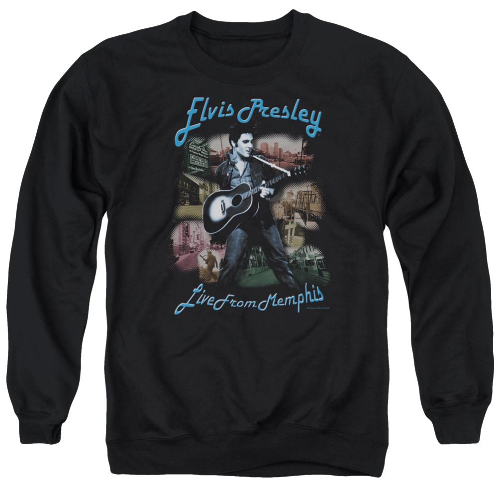 Elvis Presley Memphis Men's Crewneck 50 50 Poly Long-Sleeve T-Shirt