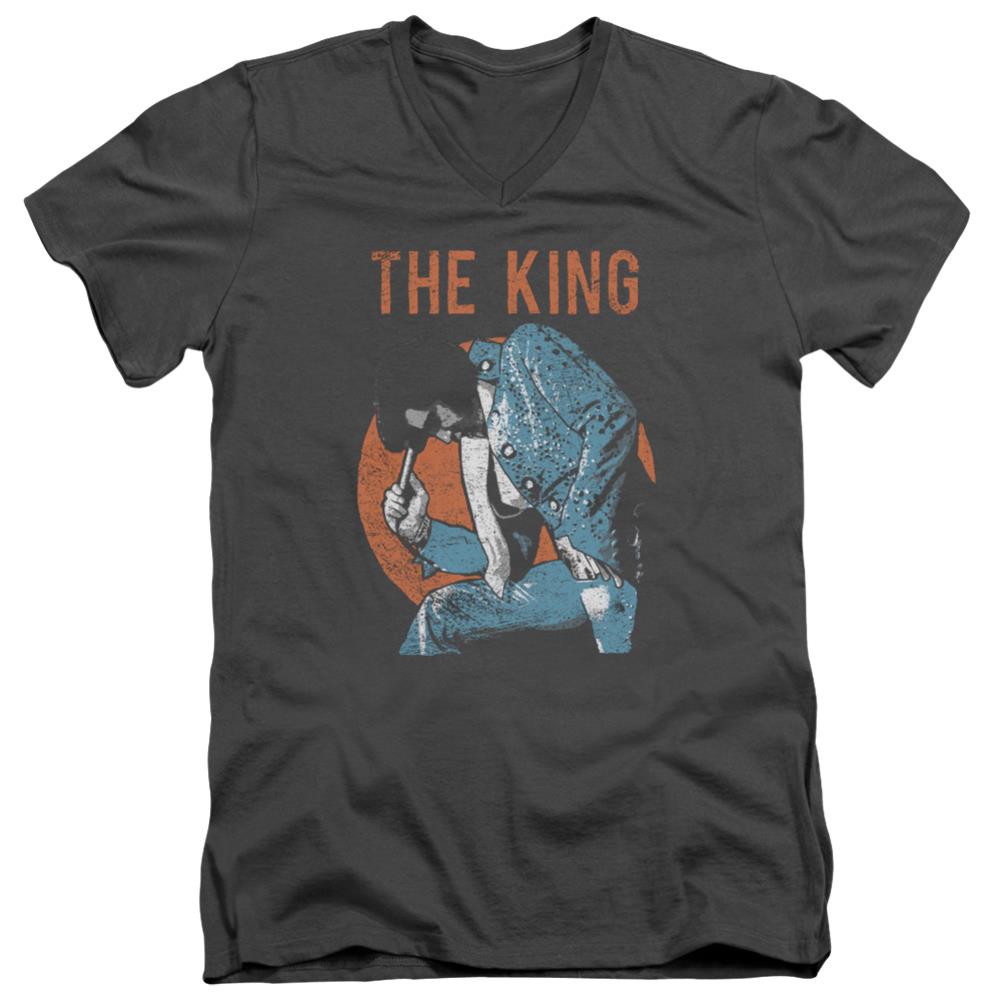 Elvis Presley Mic In Hand Men's 30/1 Cotton Slim V-Neck T-Shirt