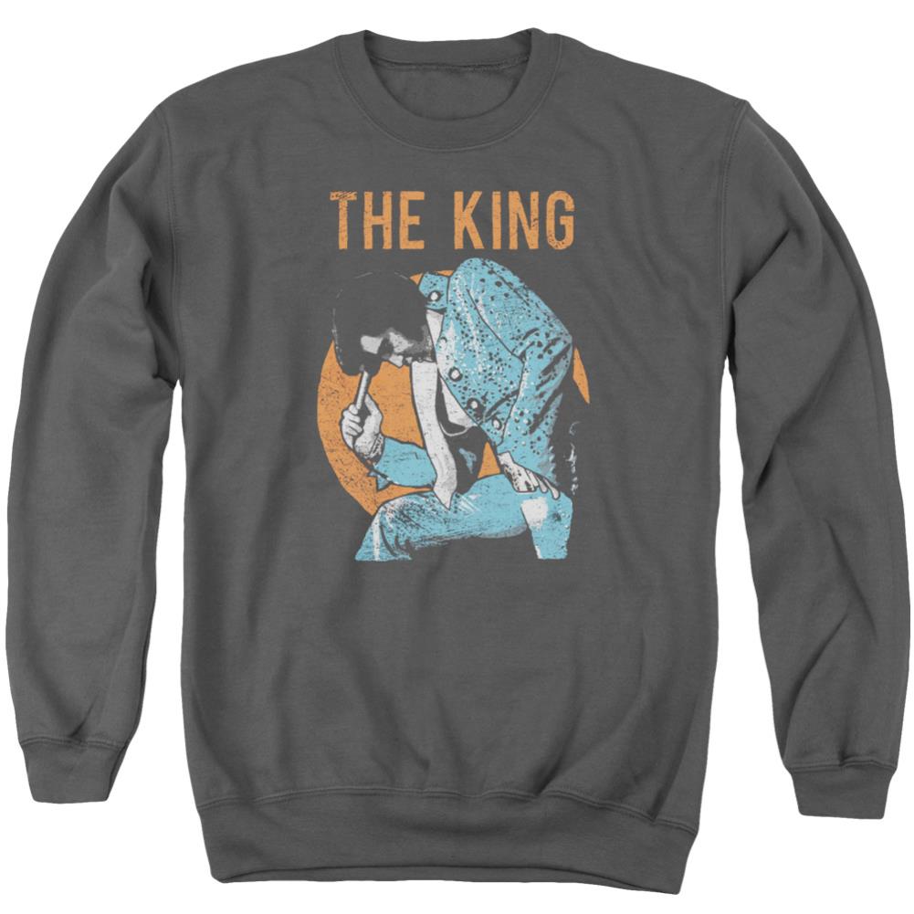 Elvis Presley Mic In Hand Men's Crewneck 50 50 Poly Long-Sleeve T-Shirt