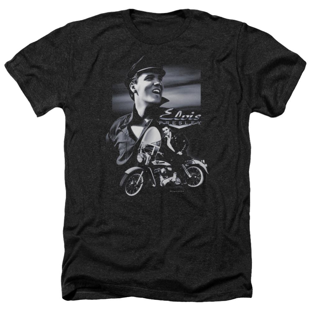 Elvis Presley Motorcycle Men's 30/1 Heather 60 40 Poly Short-Sleeve T-Shirt