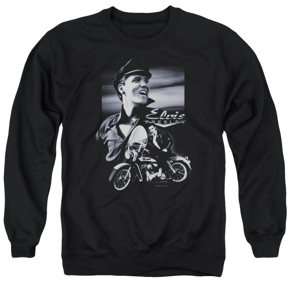 Elvis Presley Motorcycle Men's Crewneck 50 50 Poly Long-Sleeve T-Shirt