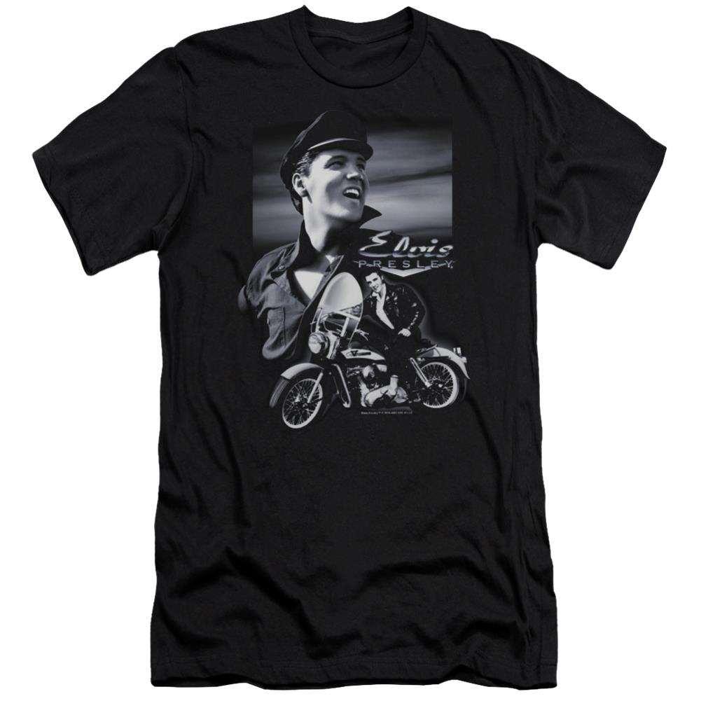 Elvis Presley Motorcycle Men's Ultra-Soft 30/1 Cotton Slim Short-Sleeve T-Shirt