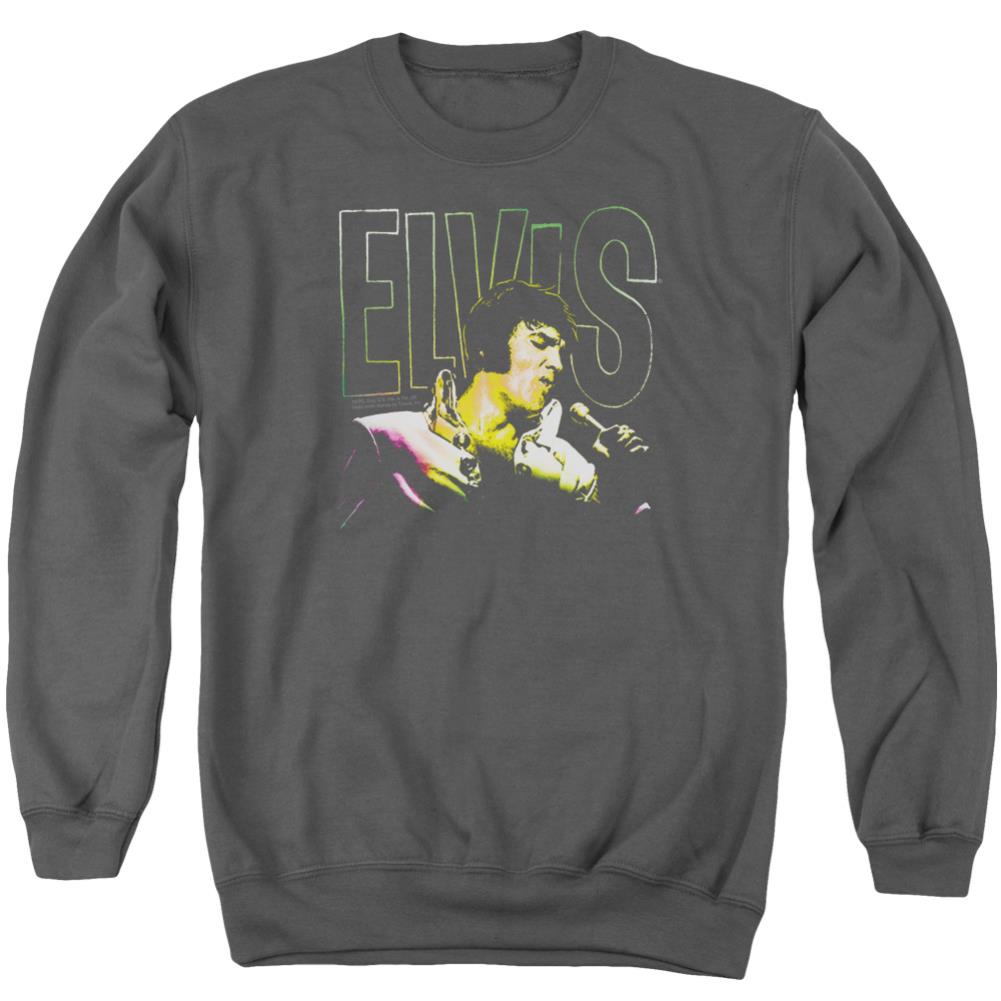 Elvis Presley Multicolored Men's Crewneck 50 50 Poly Long-Sleeve T-Shirt